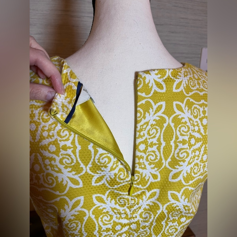 Boden Talia Mimosa Woodblock Print Sleeveless Dress Yellow Womens Size 8 Preppy - Picture 5 of 6